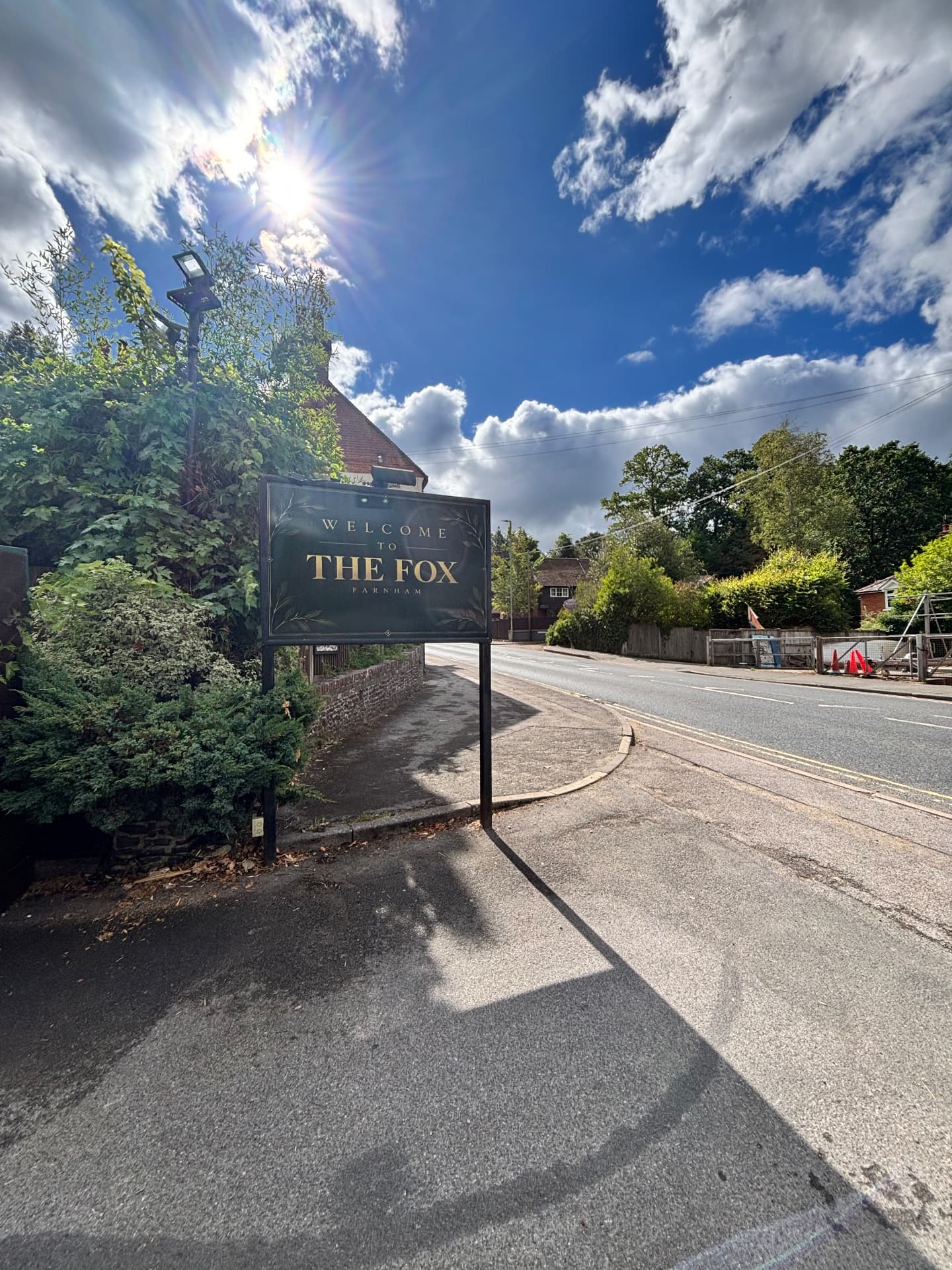 Welcome to The Fox, Farnham sign